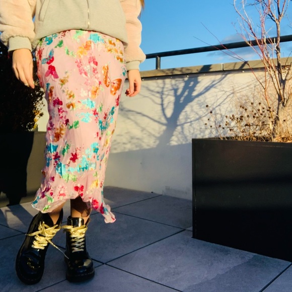 Anthro Italian BELLA VALENTINA Silk Diagonal Slim fit Midi Slip Skirt - Picture 2 of 16